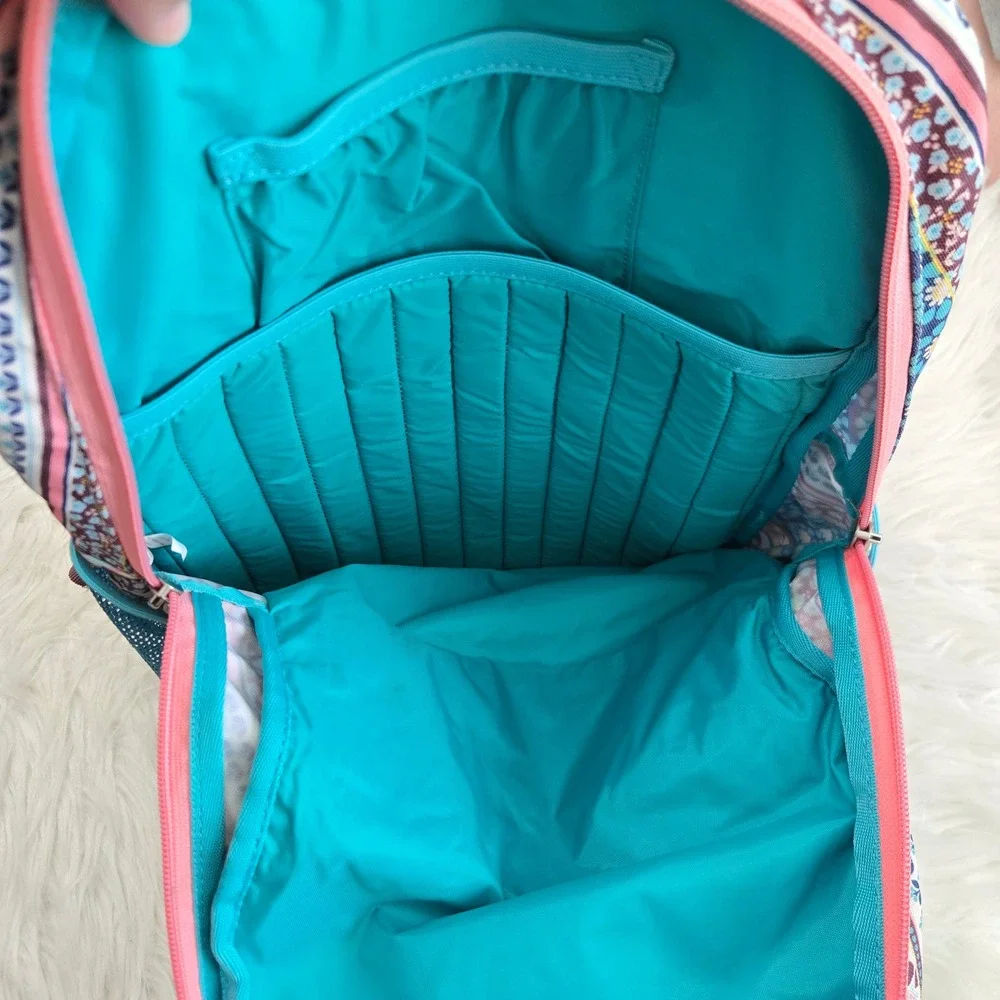 Garnet Hill Kids Floral Boho Backpack Blue Pink Monogram School Bag 17in